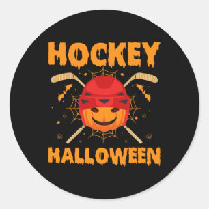 Sticker Rond Amateur de hockey Halloween Hommes Femmes Joueur d
