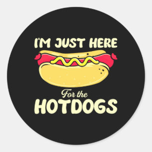 Sticker Rond Amateur de saucisse BBQ drôle ici pour les hot-dog