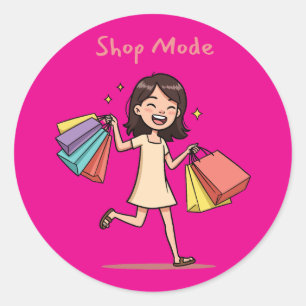 Sticker Rond Amateur de shopping en mode boutique
