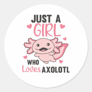 Sticker Rond Amateurs Axolotl Animaux Douces Pour Filles Roses