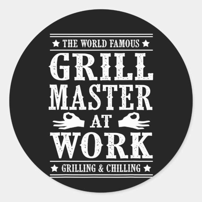 Sticker Rond Amateurs de barbecue | Le Célèbre Maître Grill Au  (Devant)