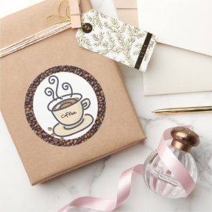 Sticker Rond Amateurs de café haricots et la coupe