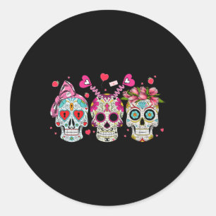 Sticker Rond Amateurs de crâne de sucre Valentine's Day Couple 
