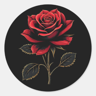 Sticker Rond Amateurs de fleurs de rose rouge simple Jardinage