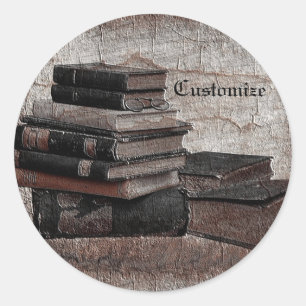 Sticker Rond Amateurs de livres Vintages