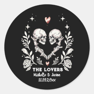 Sticker Rond Amateurs de mort personnalisés Mariage gothique sq