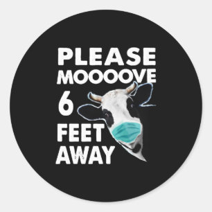 Sticker Rond Amateurs de vaches Distances sociales amusantes p