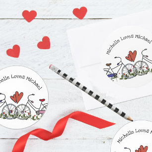 Sticker Rond Amateurs de vélo Valentine