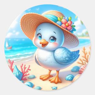 Sticker Rond Amateurs d'oiseaux de plage mignons