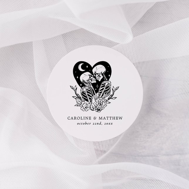 Sticker Rond Amateurs jusqu'à la mort Skeletons & Mariage Rose (Créateur téléchargé)