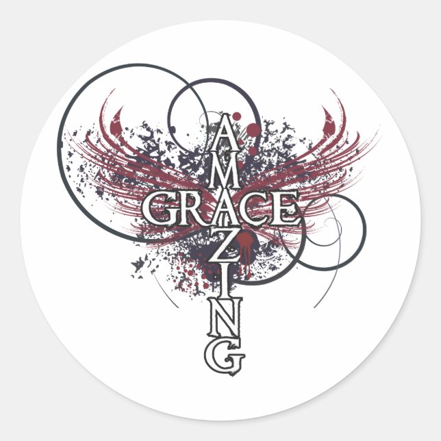 Sticker Rond Amazing grace christian cross (Devant)