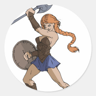 Sticker Rond Amazones et guerriers