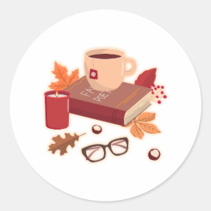 Sticker Rond Ambiance d'automne cosy