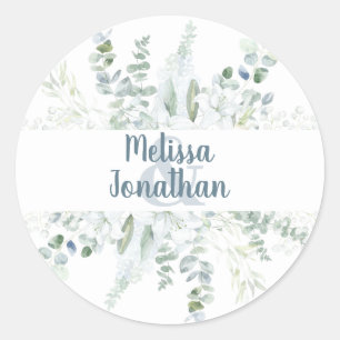 Sticker Rond Ambiance romantique aquarelle fleurie blanche fleu