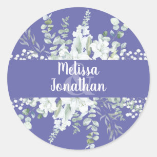 Sticker Rond Ambiance romantique aquarelle fleurie blanche fleu
