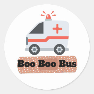 Sticker Rond Ambulance Boo Boo Bus, Humour EMS