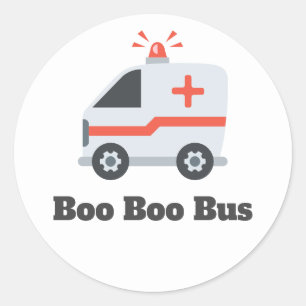 Sticker Rond Ambulance Boo Boo Bus, Humour EMS