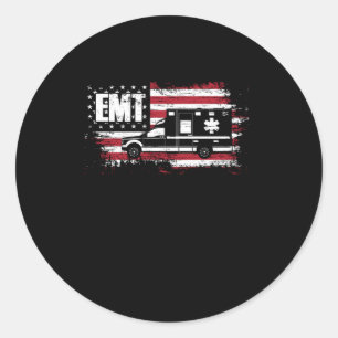Sticker Rond Ambulance du drapeau américain EMT EMS Doctor Firs