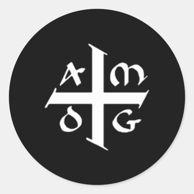 Sticker Rond Amdg Ad Majorem Dei Gloriam Petite Croix jésuite (Devant)