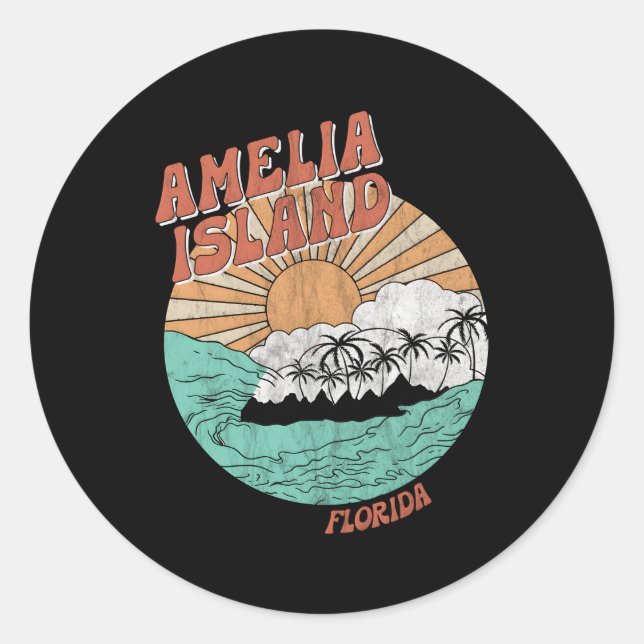 Sticker Rond Amelia Island Floride Palmiers Fl (Devant)