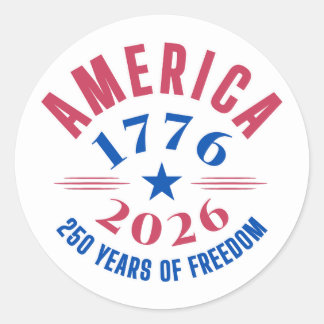 Sticker Rond AMERICA 1776 2026 250 years freedom anniversary