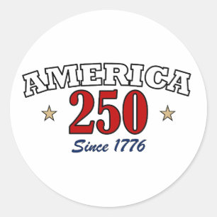 Sticker Rond America 250 Depuis 1776 Patriotique Quatre Juillet