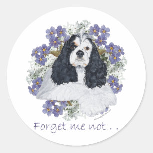 Sticker Rond Américain Cocker Spaniel Ne m'oubliez pas