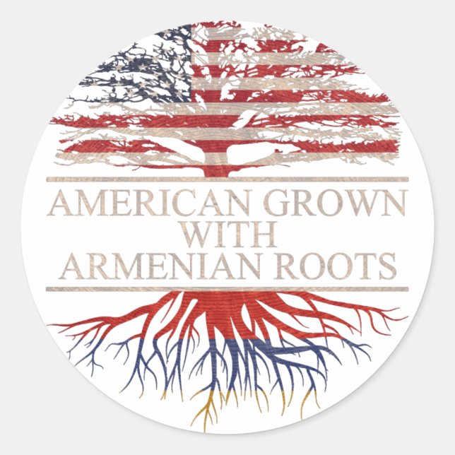 Sticker Rond Américain cultivé avec des racines arméniennes (Devant)