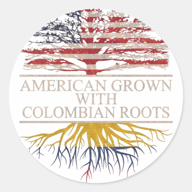 Sticker Rond Américain cultivé avec des racines colombiennes (Devant)