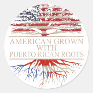 Sticker Rond Américain cultivé avec des racines de puerto rican