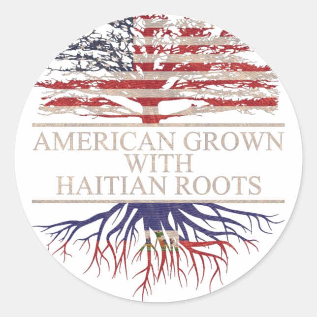Sticker Rond Américain cultivé avec des racines haïtiennes (Devant)