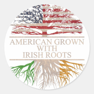 Sticker Rond Américain cultivé avec des racines irlandaises