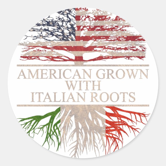 Sticker Rond Américain cultivé avec des racines italiennes (Devant)