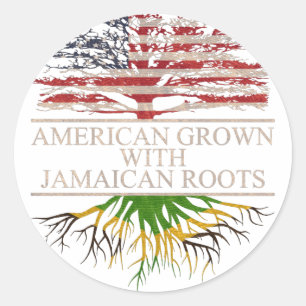 Sticker Rond Américain cultivé avec des racines jamaïcaines