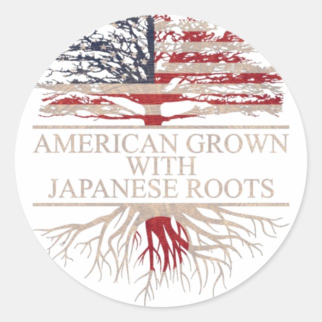 Sticker Rond Américain cultivé avec des racines japonaises (Devant)