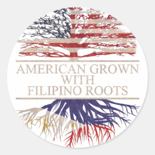 Sticker Rond Américain cultivé avec des racines philippines