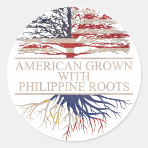 Sticker Rond Américain cultivé avec des racines philippines