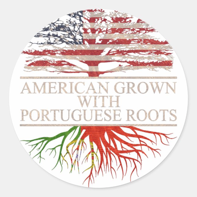 Sticker Rond Américain cultivé avec des racines portugaises (Devant)