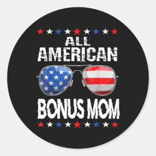 Sticker Rond American Bonus Mom 4 juillet Sungles Family