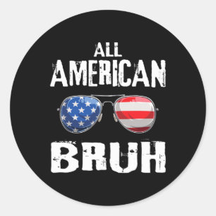 Sticker Rond American Bruh 4 juillet Boys Patriotic Ados Kid