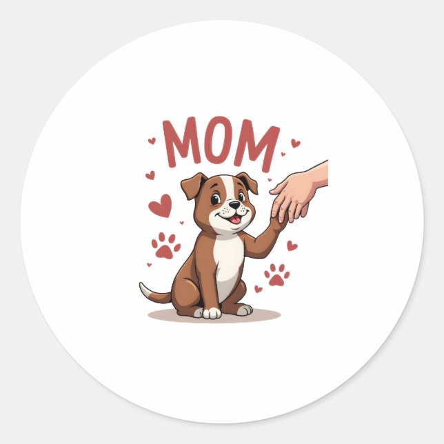 Sticker Rond American Bully Mama Cute Dog Mama Funny Women (Devant)