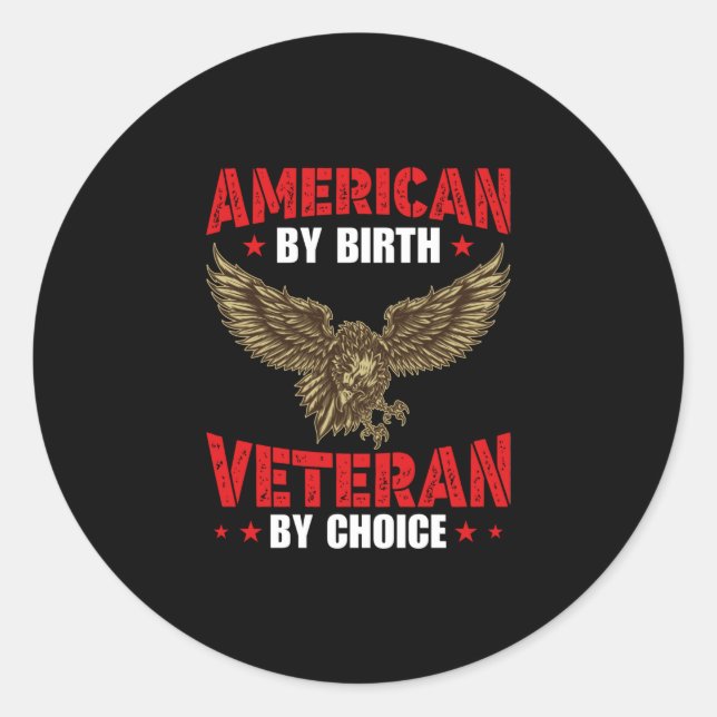 Sticker Rond American By Birth Veteran (Devant)