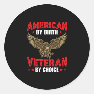 Sticker Rond American By Birth Veteran