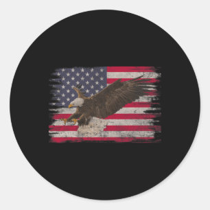 Sticker Rond American Byld Eagle 4 juillet Us Drapeau Patriotiq