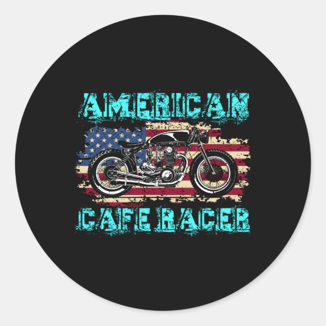 Sticker Rond American Cafe Racer Biker Ns (Devant)
