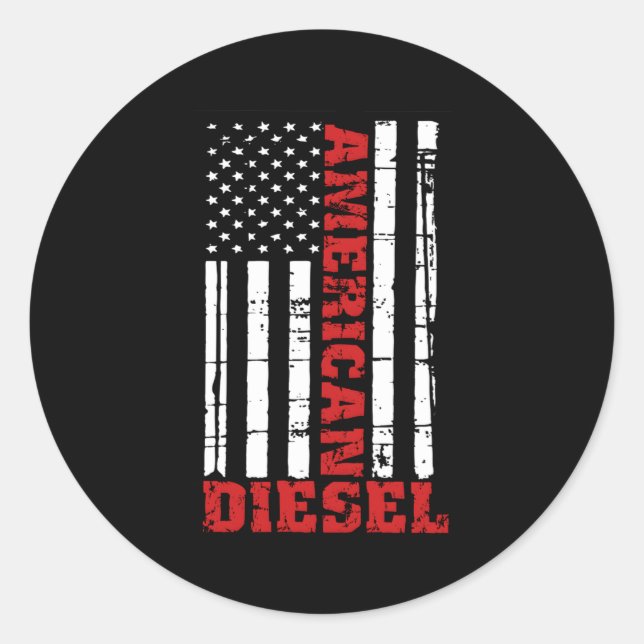 Sticker Rond American Diesel Flag Truck Turbo Brothers (Devant)