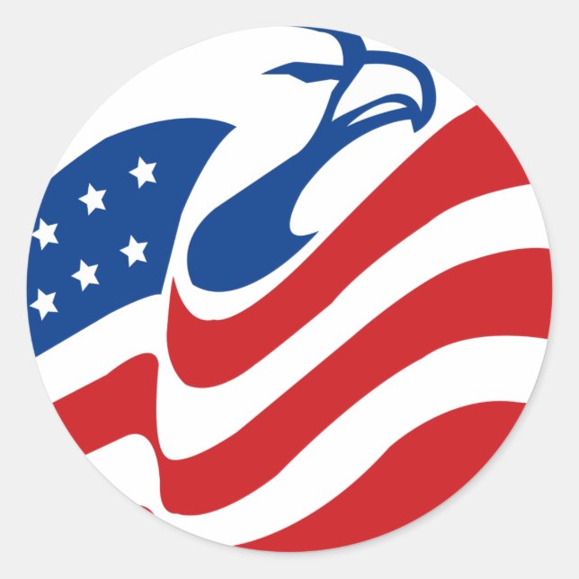 Sticker Rond American Eagle Red White Blue Stars Drapeau (Devant)