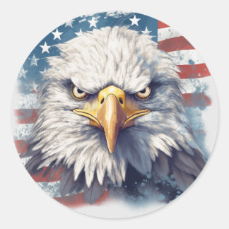 Sticker Rond American Eagle sur le drapeau américain