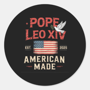 Sticker Rond American Fabriqué Premier Pape Leo Xiv Christian R