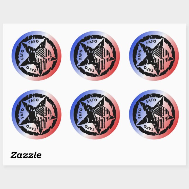 Sticker Rond American FAFO Punisher Skin & Star (Feuille)
